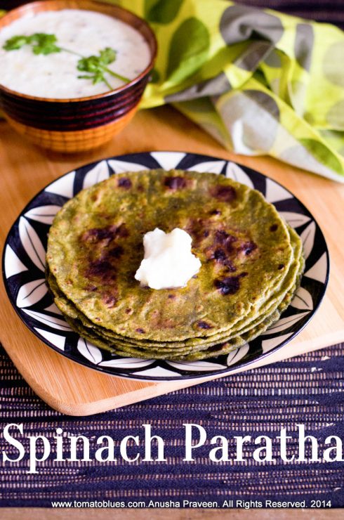 Palak Paratha Tomato Blues