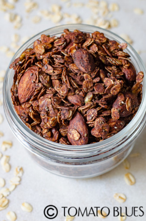 chocolate almond chia granola