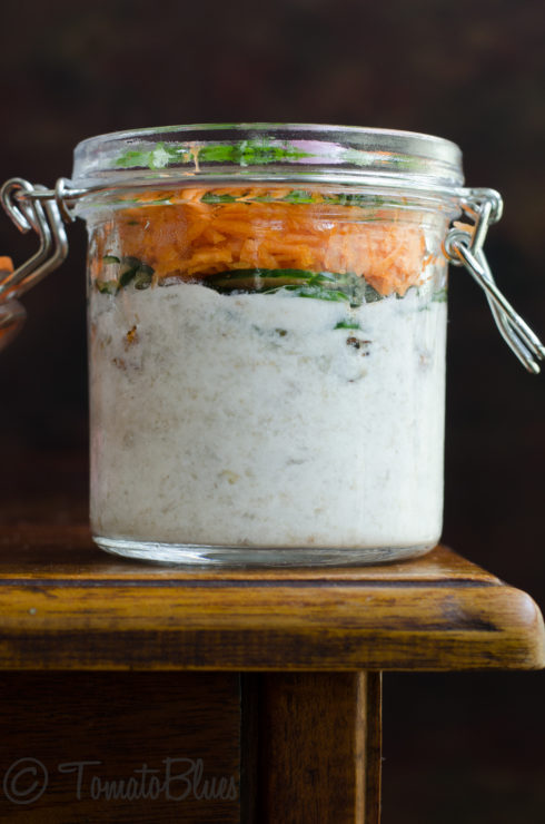 Savory millet parfait in a jar