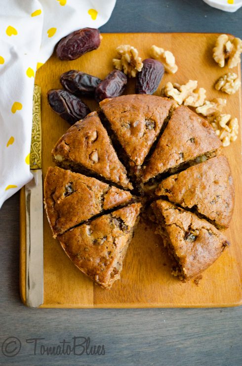 eggless dates and walnut cake