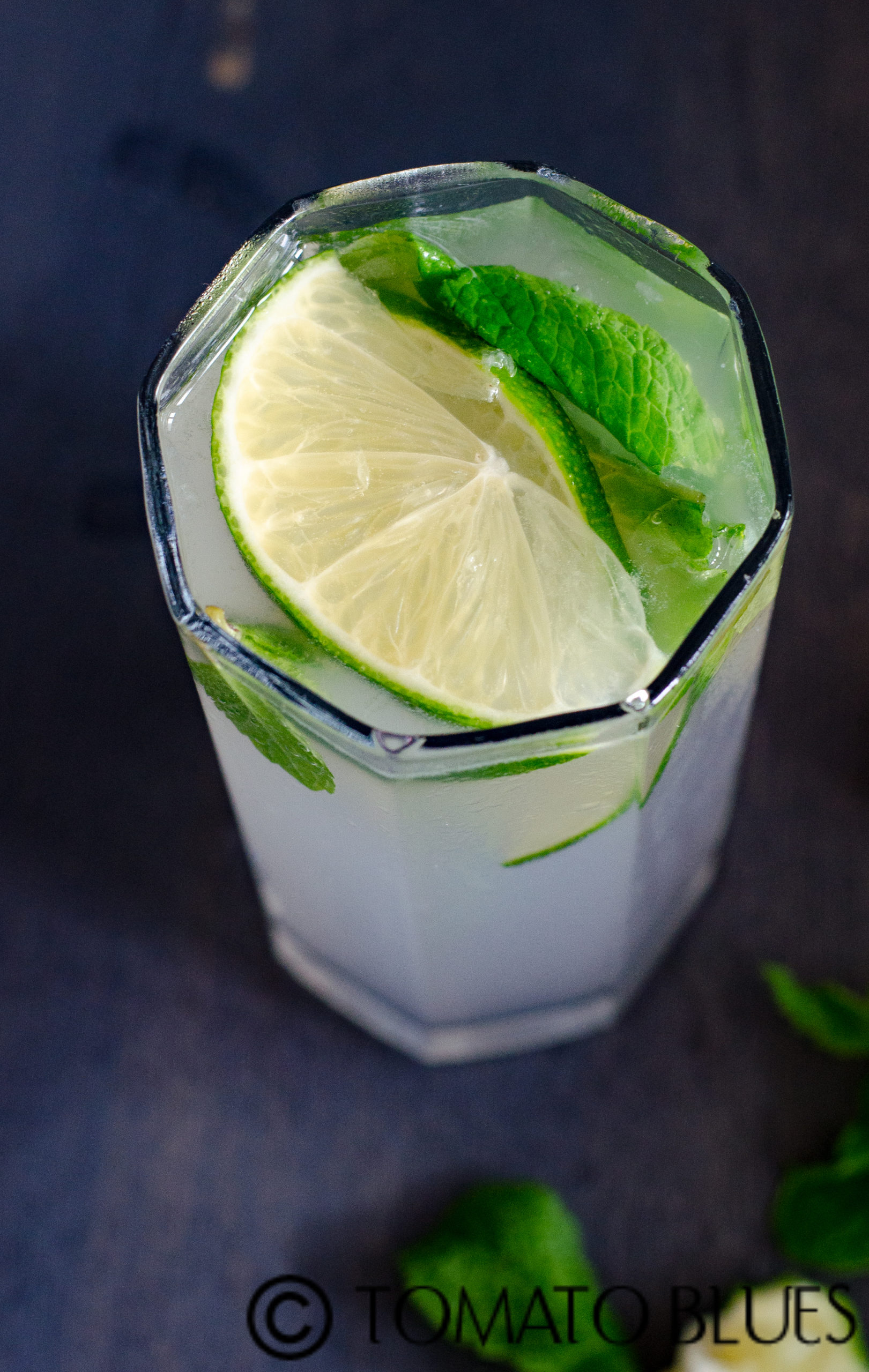 Tropical virgin mojito with mint and lime