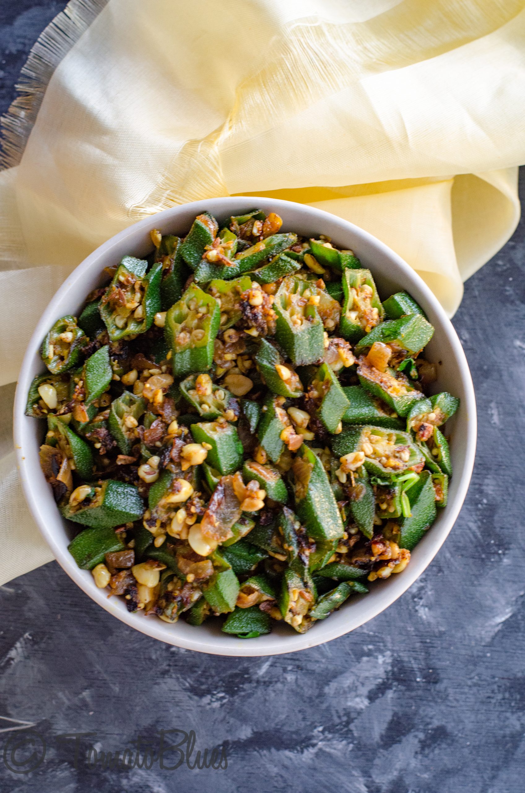 Bendakaya Palli Vepudu Recipe| Okra Peanut Fry - Tomato Blues