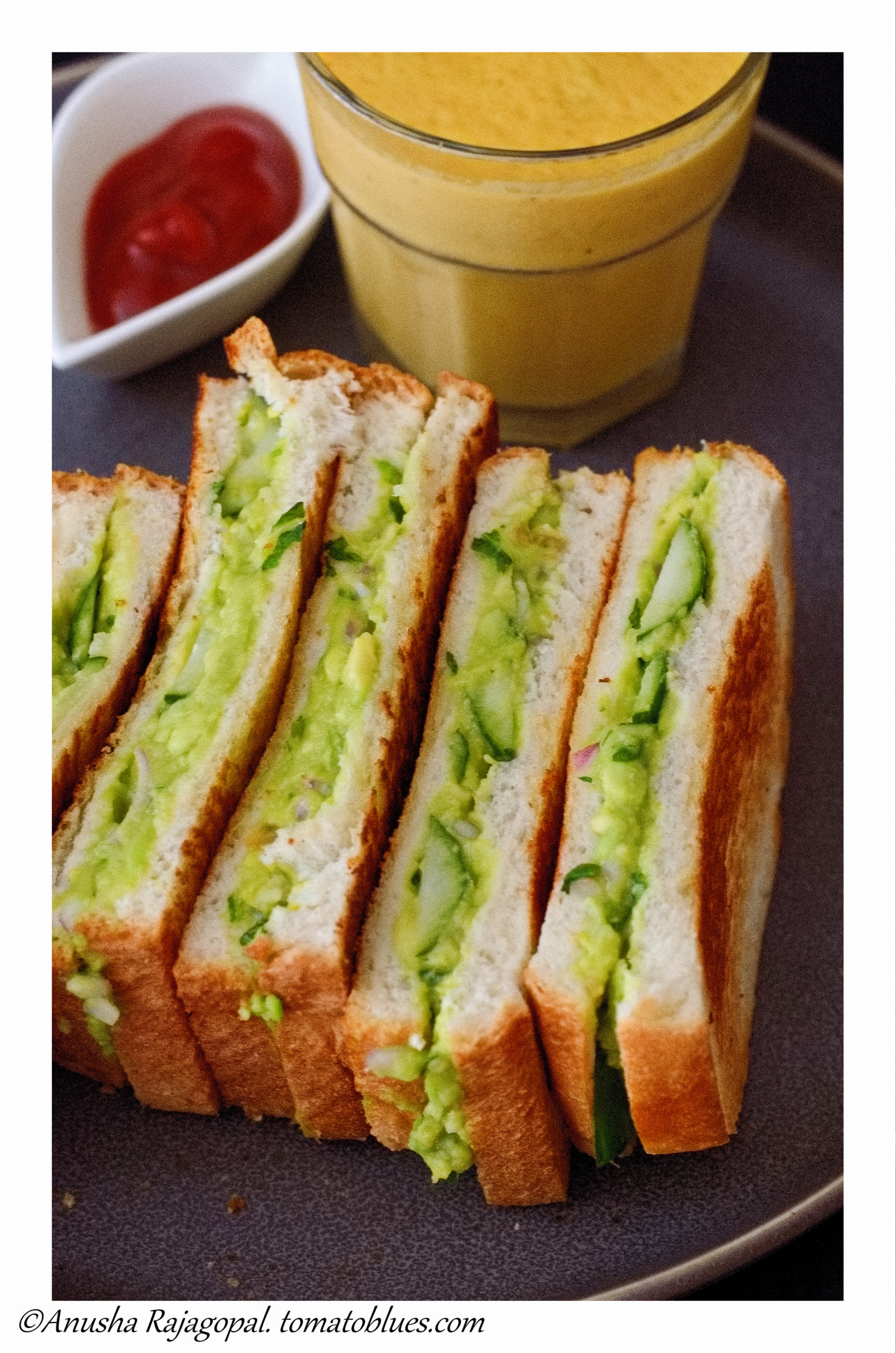 Guacamole Sandwich Recipe - Swasthi's Recipes