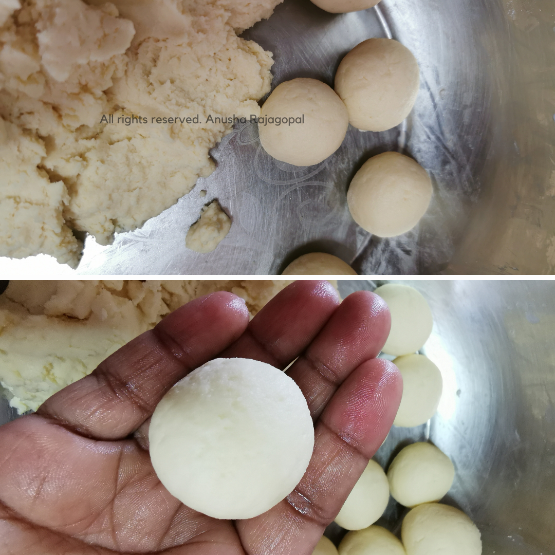 Shaping the dough balls for  Kala Jamun