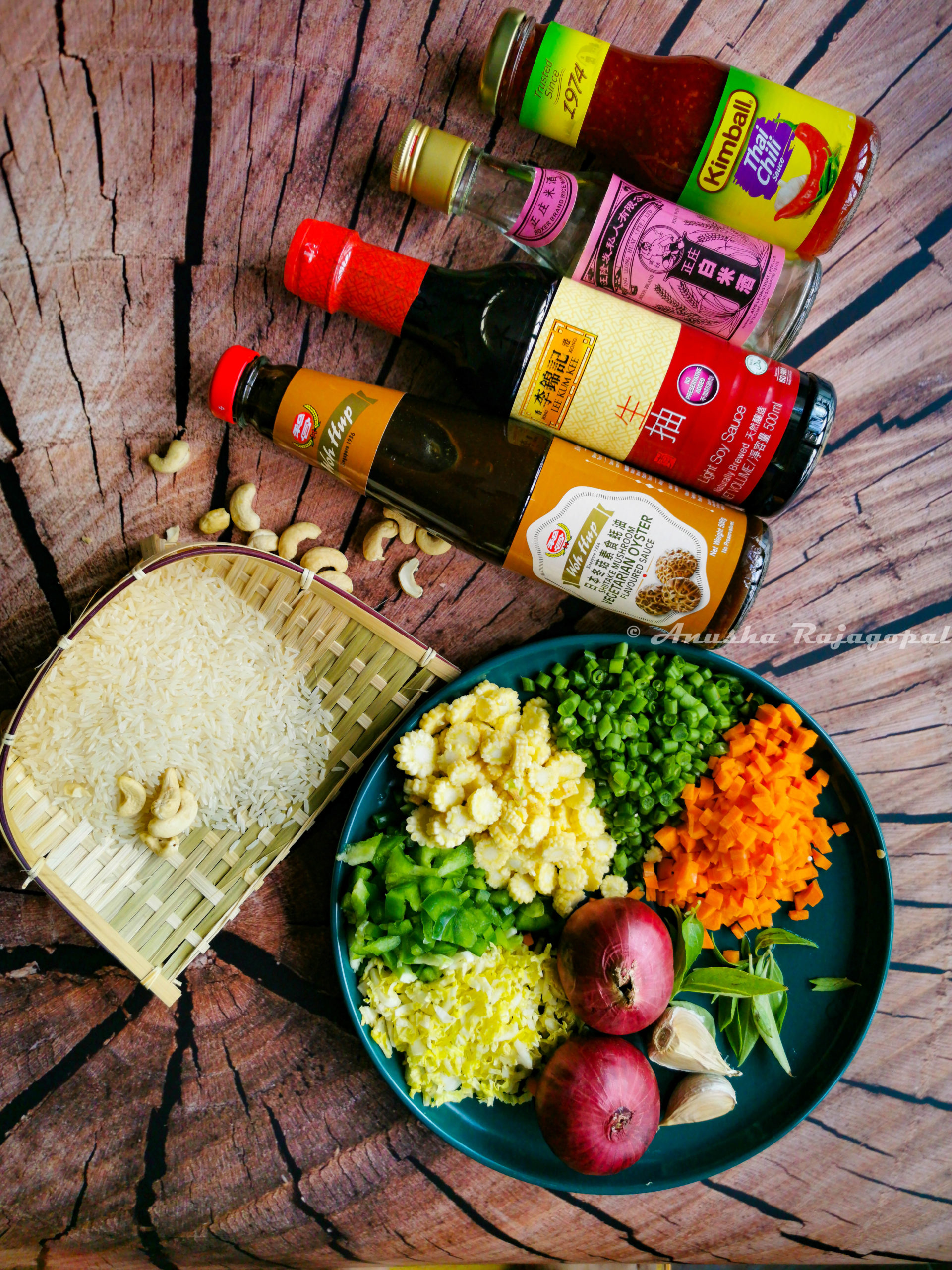 ingredients for thai basil veg fried rice