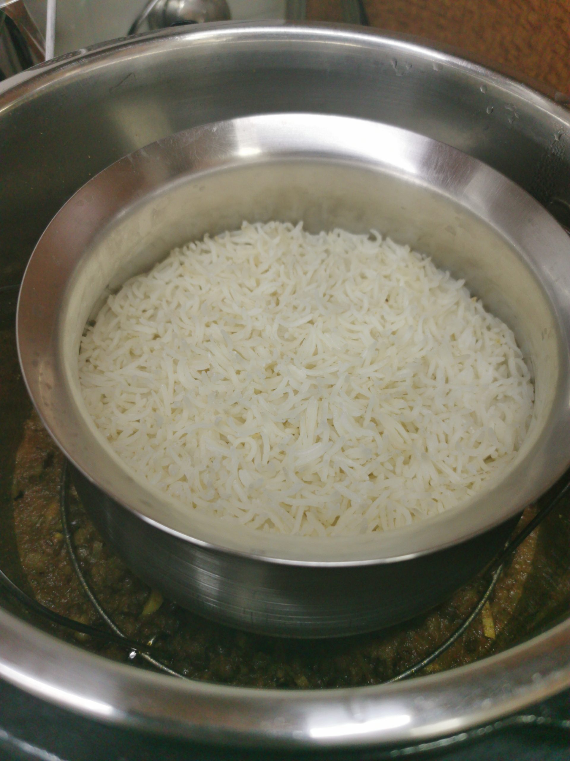 pot in pot cooking in instant pot- rice and whole masoor dal