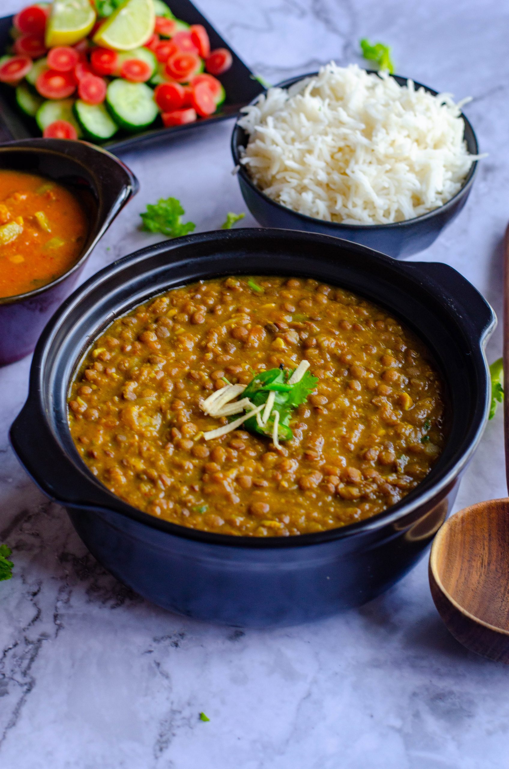 Instant Pot Whole Masoor Dal - Brown Lentils Curry - Tomato Blues