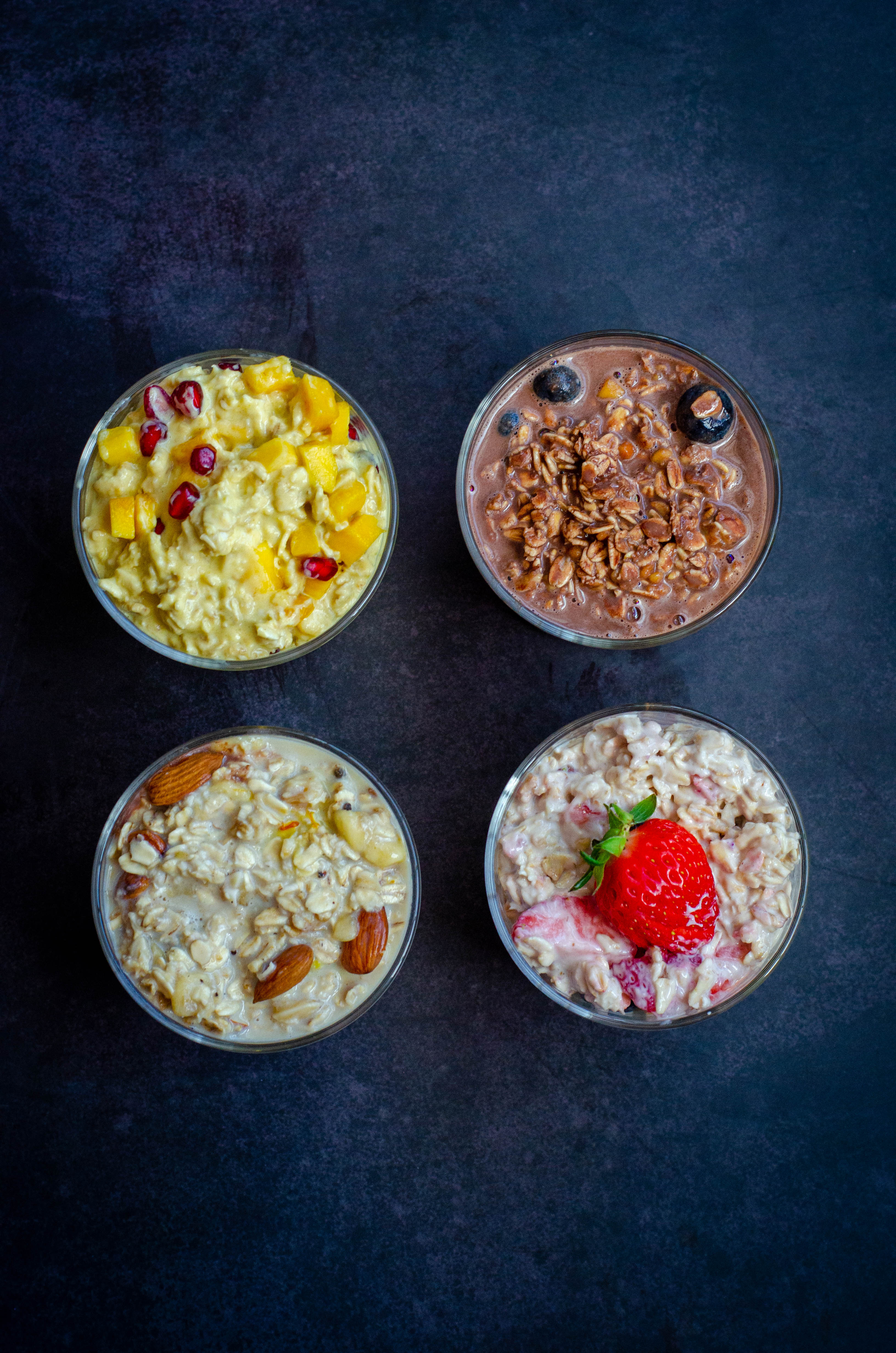 overnight oats 4 ways in a frame 