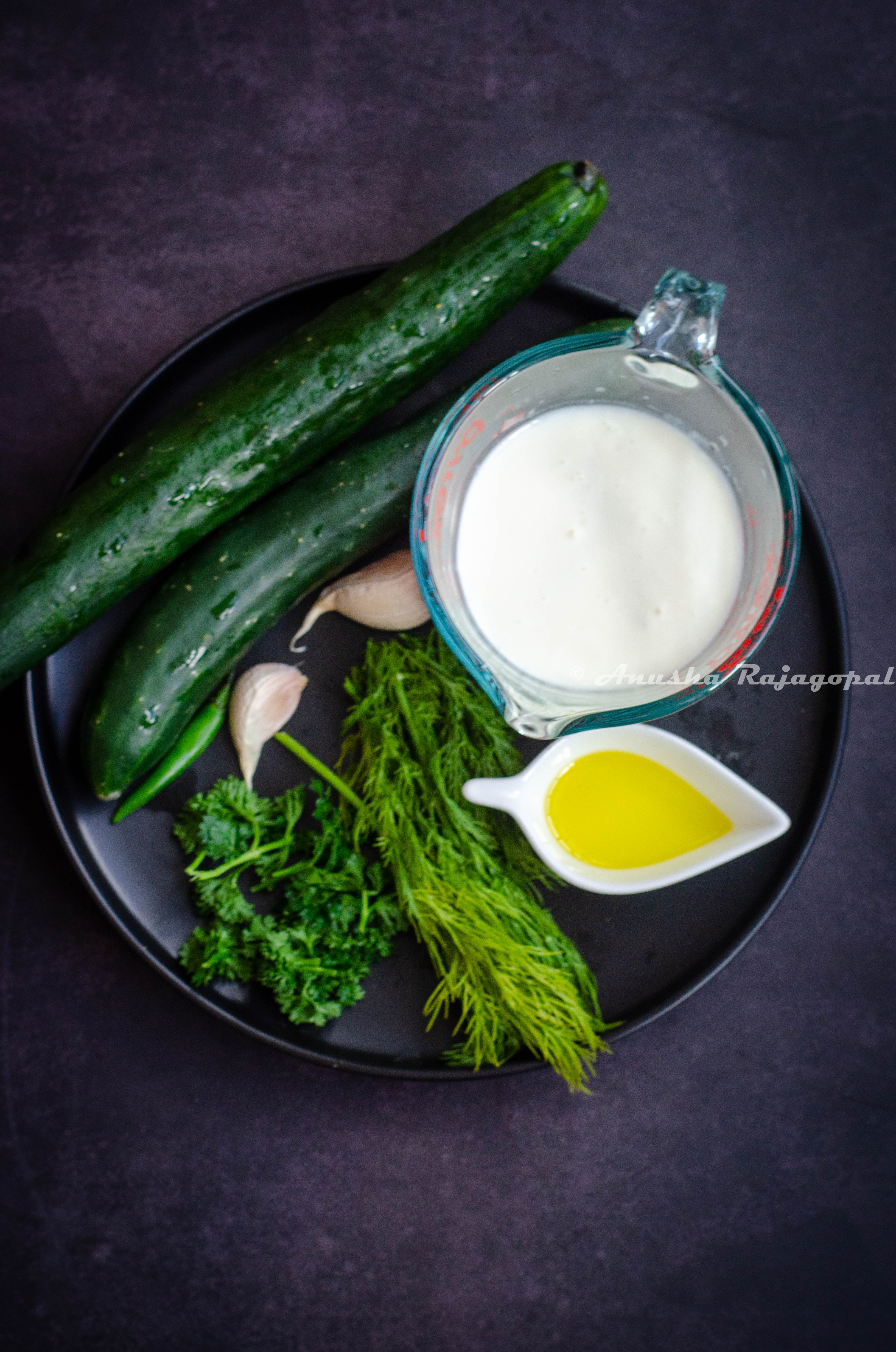 ingredient line up for cucumber gazpacho 