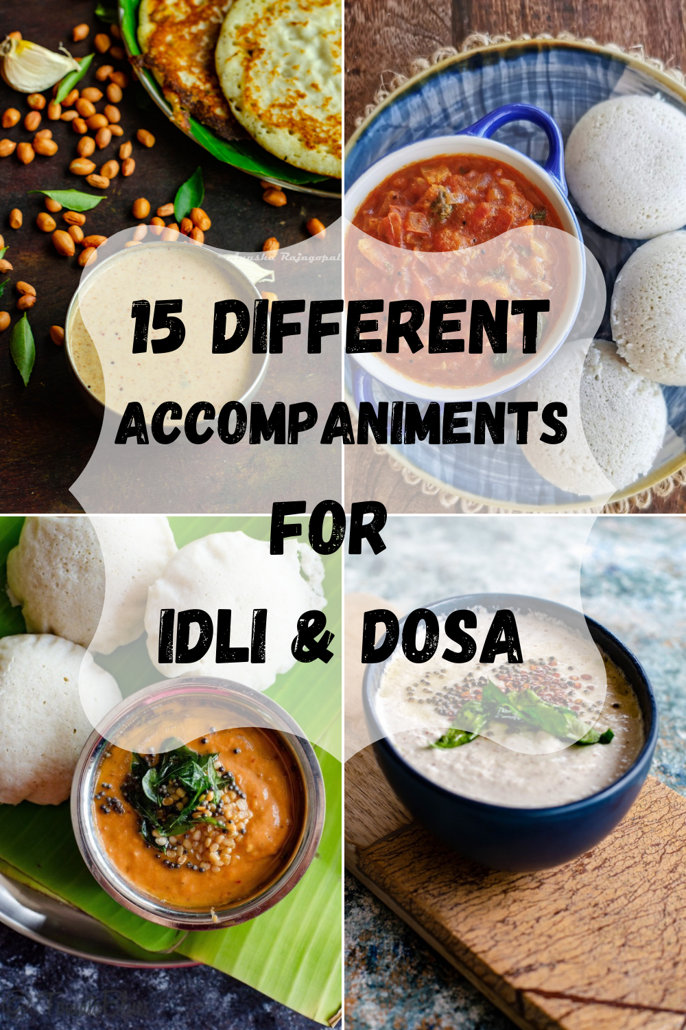 A collection of easy side dish for idli dosa